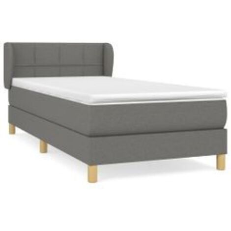 Sommier à lattes de lit avec matelas Gris foncé 100x200 Tissu (1/5)