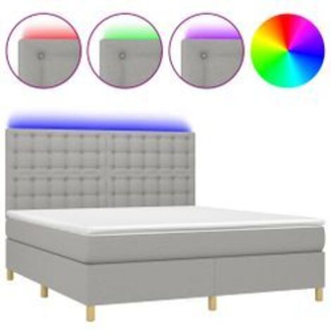 Sommier à lattes de lit et matelas et LED Gris clair 180x200 (1/5)