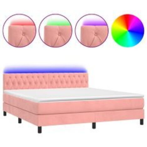 Sommier à lattes de lit avec matelas et LED Rose 160x200 (1/5)