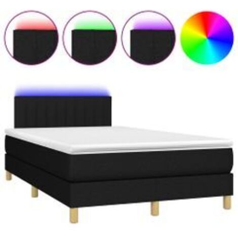 Sommier à lattes de lit avec matelas LED Noir 120x200 Tissu (1/5)