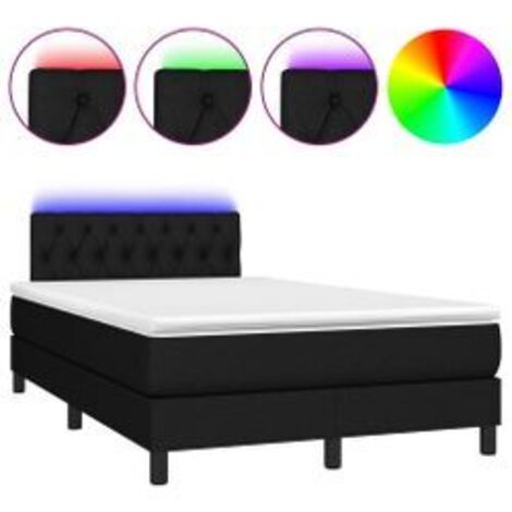 Sommier à lattes de lit avec matelas LED Noir 120x200 Tissu (1/5)