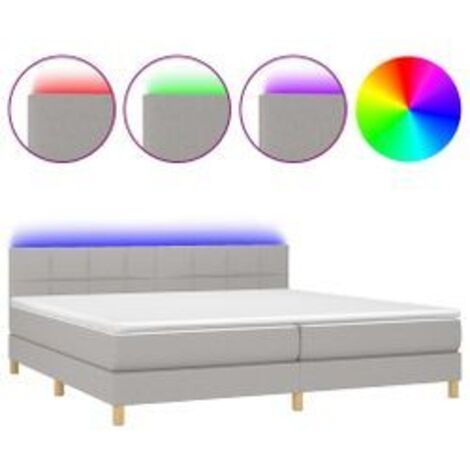 Sommier à lattes de lit matelas LED Gris clair 200x200 Tissu (1/5)