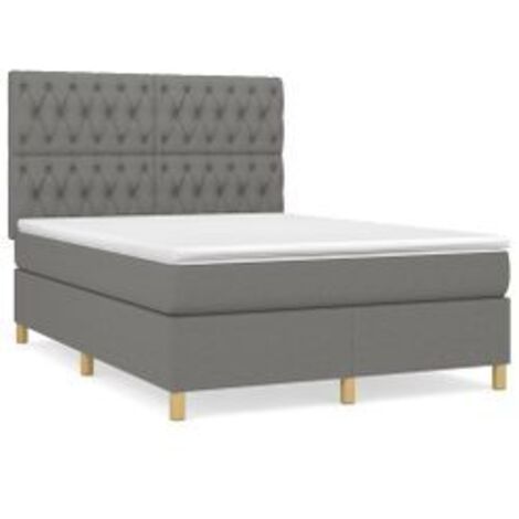 Sommier à lattes de lit avec matelas Gris foncé 140x190 Tissu (1/5)