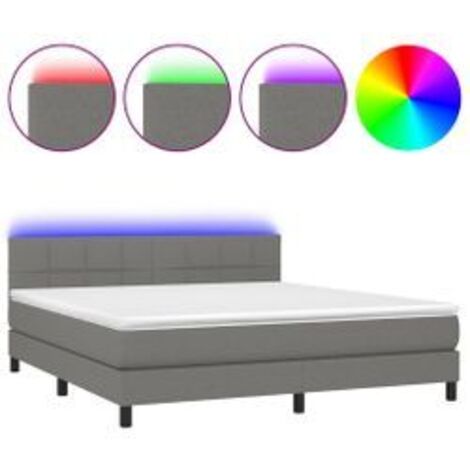 Sommier à lattes de lit et matelas et LED Gris foncé 160x200 (1/5)