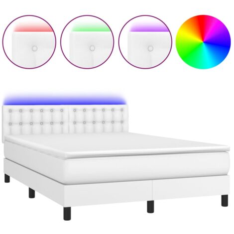 Sommier à lattes de lit avec matelas et LED Blanc 140x200 (1/5)