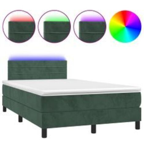 Sommier à lattes de lit avec matelas LED Vert foncé 120x200 (1/5)