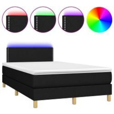 Sommier à lattes de lit avec matelas LED Noir 120x200 Tissu (1/5)