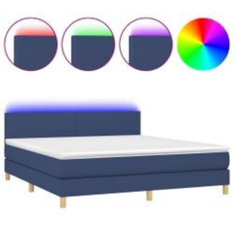 Sommier à lattes de lit avec matelas LED Bleu 160x200 Tissu (1/5)