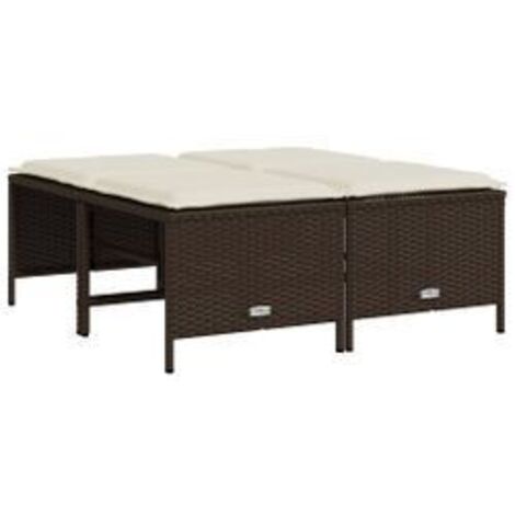 Tabourets de jardin avec coussins lot de 4 marron poly rotin (1/5)