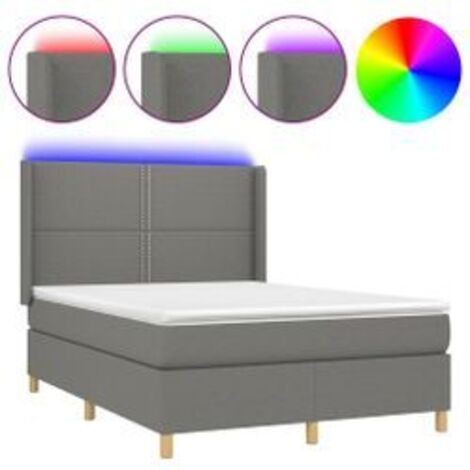 Sommier à lattes de lit matelas LED Gris foncé 140x200 Tissu (1/5)