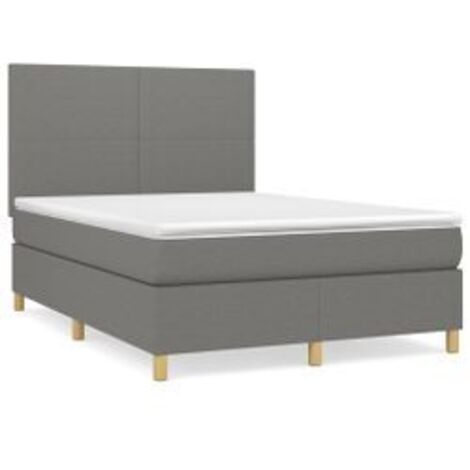 Sommier à lattes de lit avec matelas Gris foncé 140x190 Tissu (1/5)