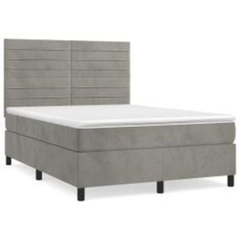 Sommier à lattes de lit et matelas Gris clair 140x200 Velours (1/5)