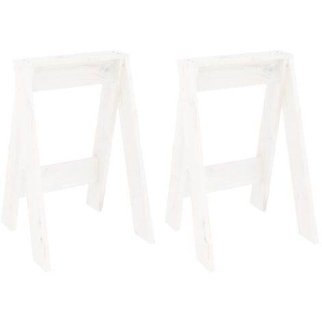 Tabourets lot de 2 blanc 40x40x60 bois massif de pin (1/5)