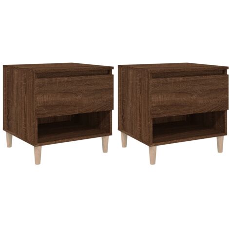 Tables de chevet 2 pcs Chêne brun 50x46x50 Bois d’ingénierie (1/5)