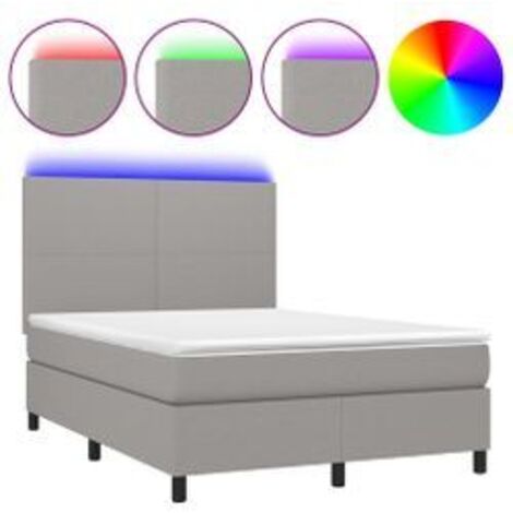 Sommier à lattes de lit et matelas et LED Gris clair 140x200 (1/5)