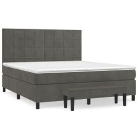 Sommier à lattes de lit et matelas Gris foncé 180x200 Velours (1/5)