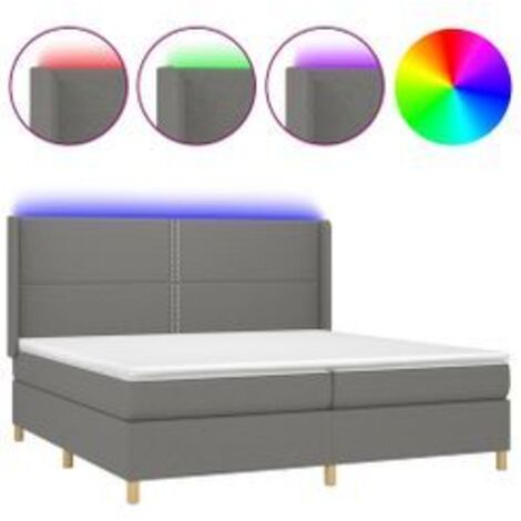 Sommier à lattes de lit matelas LED Gris foncé 200x200 Tissu (1/5)