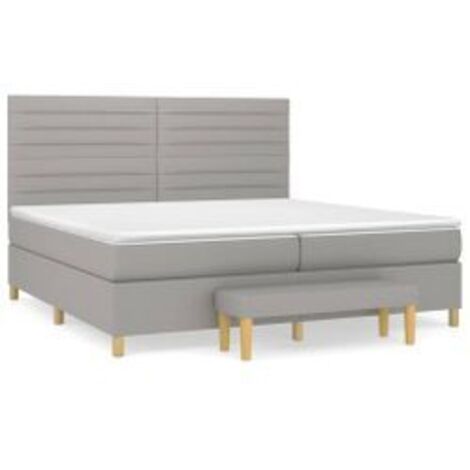 Sommier à lattes de lit avec matelas Gris clair 200x200 Tissu (1/5)