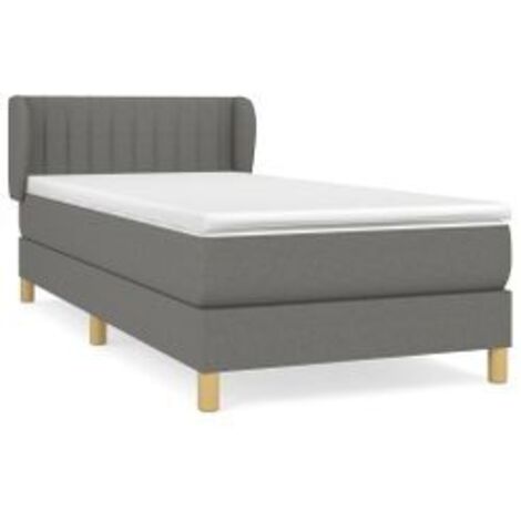 Sommier à lattes de lit avec matelas Gris foncé 90x200 Tissu (1/5)