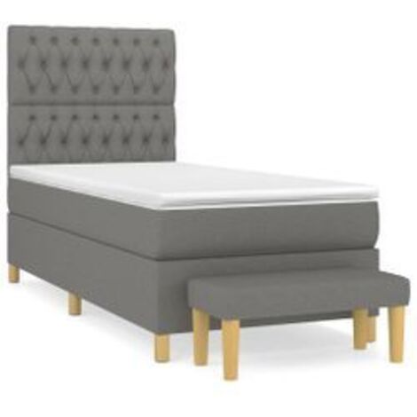 Sommier à lattes de lit et matelas Gris foncé 90x190 Tissu (1/5)