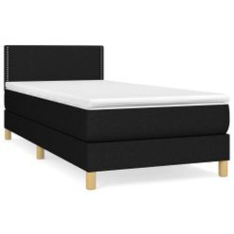Sommier à lattes de lit avec matelas Noir 90x200 Tissu (1/5)