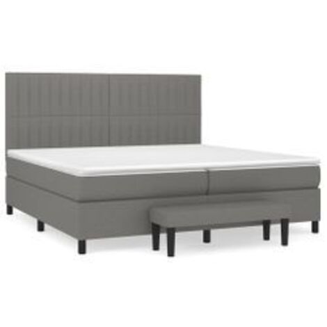 Sommier à lattes de lit avec matelas Gris foncé 200x200 Tissu (1/5)