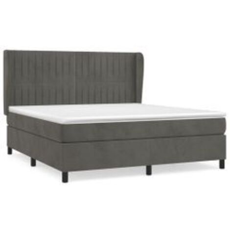 Sommier à lattes de lit et matelas Gris foncé 180x200 Velours (1/5)