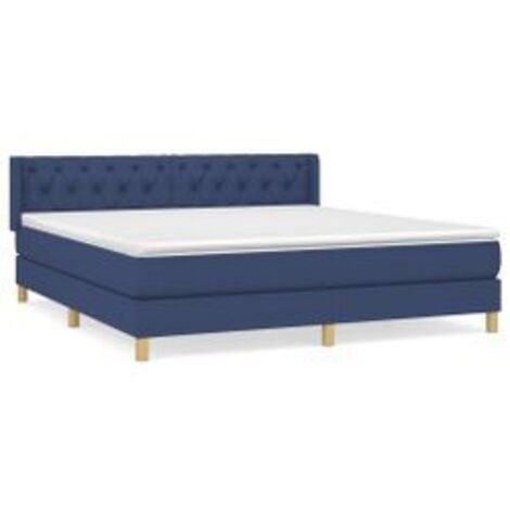 Sommier à lattes de lit avec matelas Bleu 160x200 Tissu (1/5)