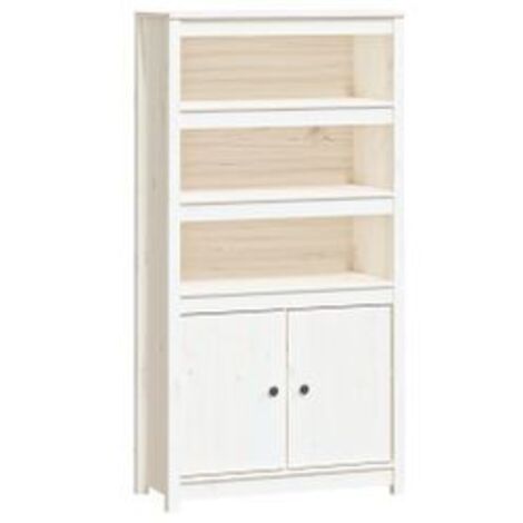 Buffet haut Blanc 80x35x154 Bois massif de pin (1/5)