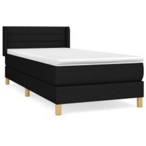 Sommier à lattes de lit avec matelas Noir 100x200 Tissu (1/5)