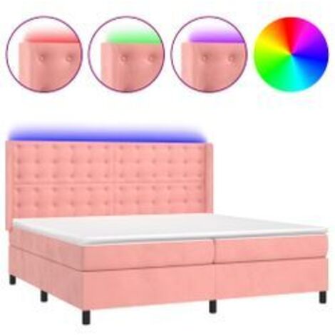 Sommier à lattes de lit matelas et LED Rose 200x200 Velours (1/5)