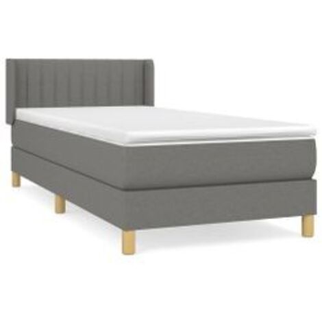 Sommier à lattes de lit et matelas Gris foncé 90x190 Tissu (1/5)
