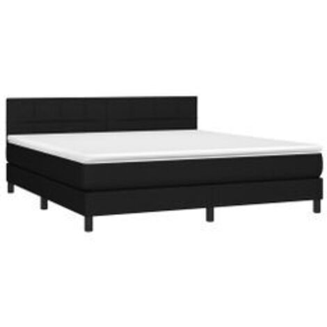 Sommier à lattes de lit avec matelas LED Noir 160x200 Tissu (1/5)