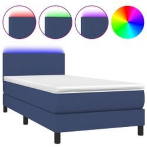 Sommier à lattes de lit avec matelas LED Bleu 100x200 Tissu (1/5)