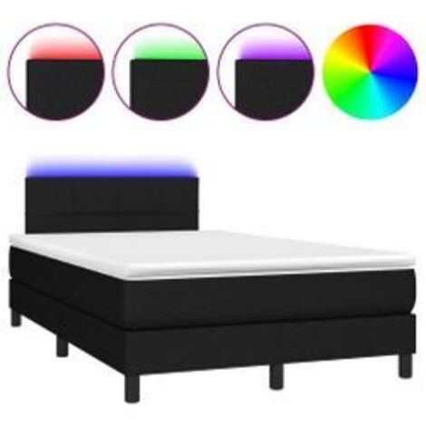 Sommier à lattes de lit avec matelas LED Noir 120x200 Tissu (1/5)