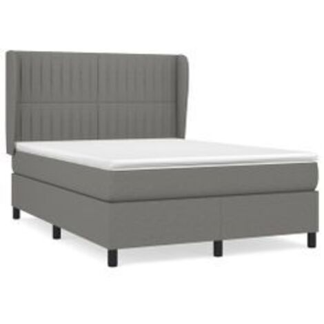 Sommier à lattes de lit avec matelas Gris foncé 140x190 Tissu (1/5)