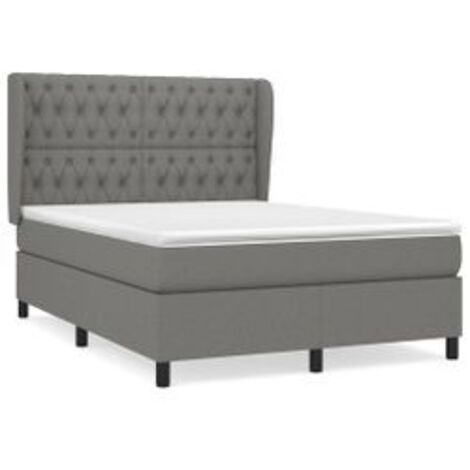 Sommier à lattes de lit avec matelas Gris foncé 140x200 Tissu (1/5)