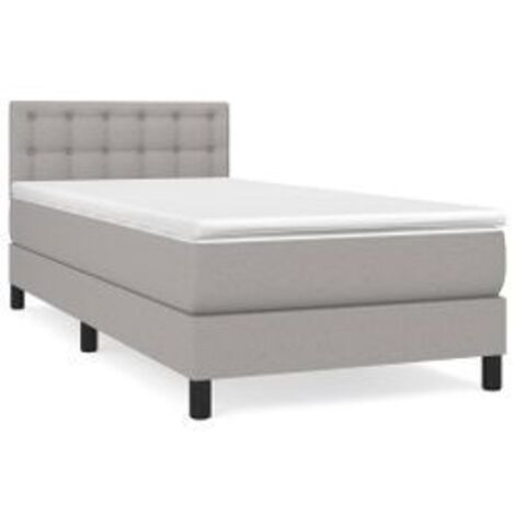 Sommier à lattes de lit avec matelas Gris clair 90x200 Tissu (1/5)