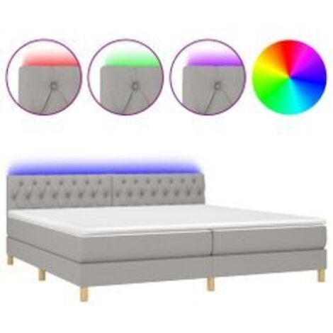 Sommier à lattes de lit matelas LED Gris clair 200x200 Tissu (1/5)
