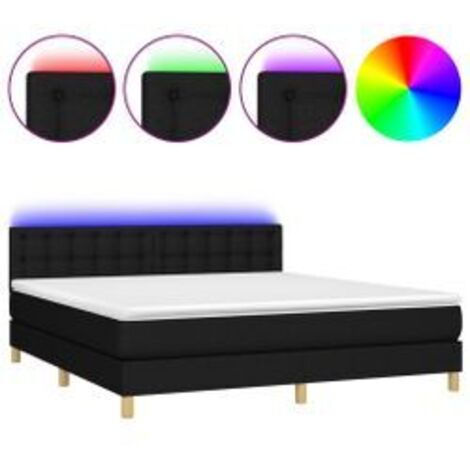 Sommier à lattes de lit avec matelas LED Noir 160x200 Tissu (1/5)