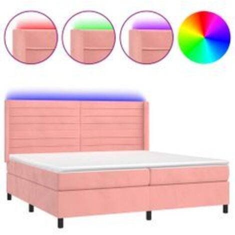 Sommier à lattes de lit matelas et LED Rose 200x200 Velours (1/5)