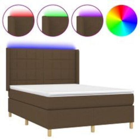 Sommier à lattes de lit matelas et LED Marron foncé 140x200 (1/5)
