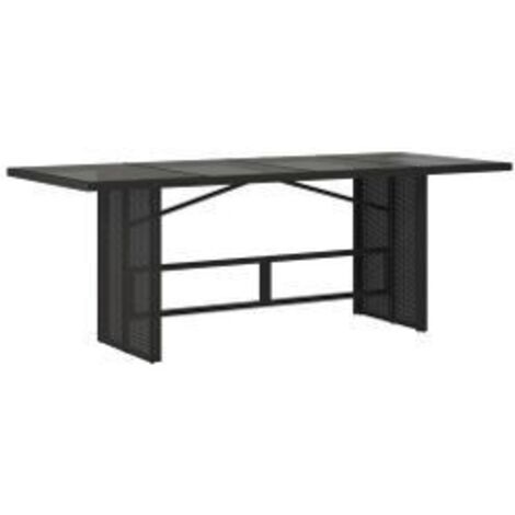 Table de jardin avec dessus en verre noir résine tressée (1/5)