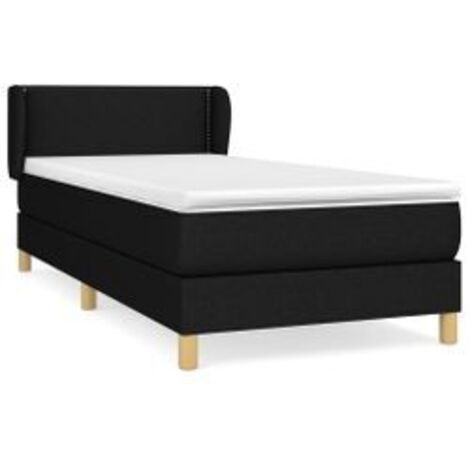 Sommier à lattes de lit avec matelas Noir 100x200 Tissu (1/5)