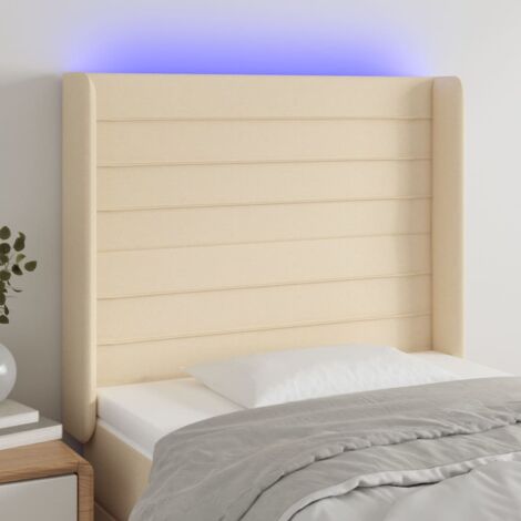 Tête de lit à LED Crème 103x16x118-128 Tissu (1/5)