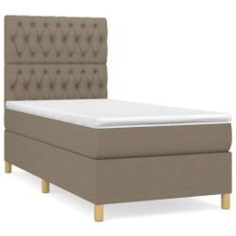 Sommier à lattes de lit avec matelas Taupe 90x190 Tissu (1/5)