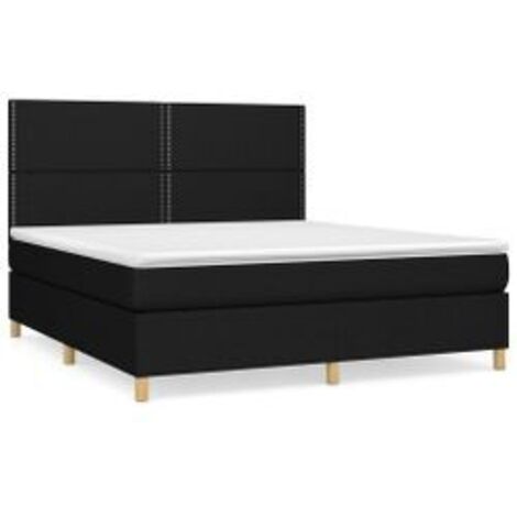 Sommier à lattes de lit avec matelas Noir 180x200 Tissu (1/5)