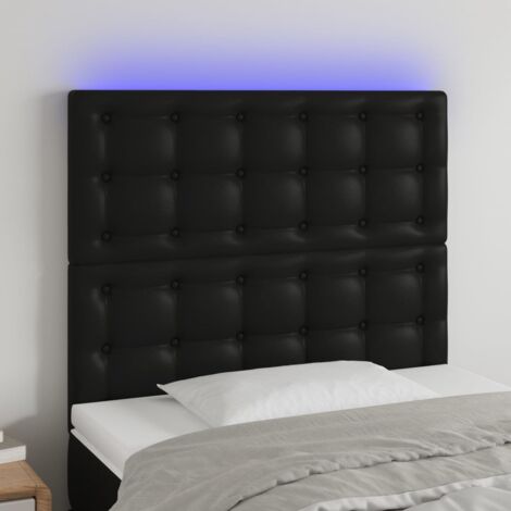 Tête de lit à LED Noir 90x5x118-128 Similicuir (1/5)
