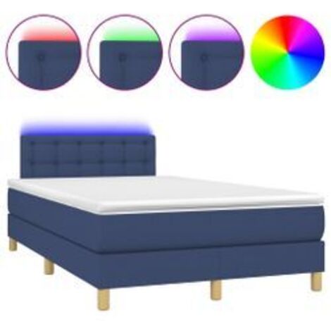 Sommier à lattes de lit avec matelas LED Bleu 120x200 Tissu (1/5)