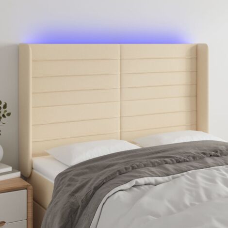 Tête de lit à LED Crème 147x16x118-128 Tissu (1/5)
